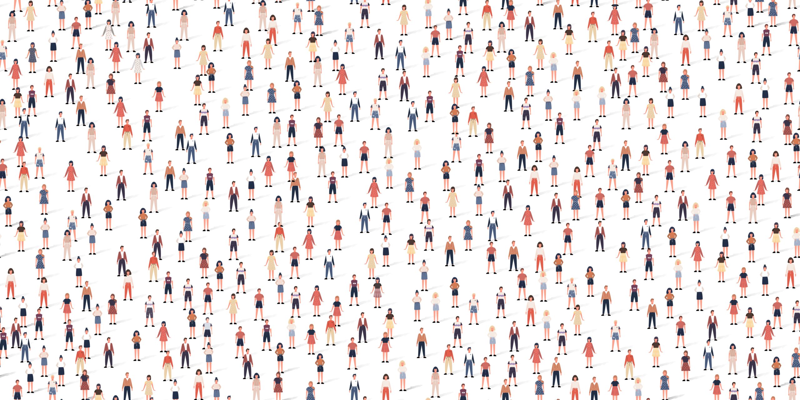 Crowd different people seamless background. Large group of citizen in flat style with shadows. Vector illustration